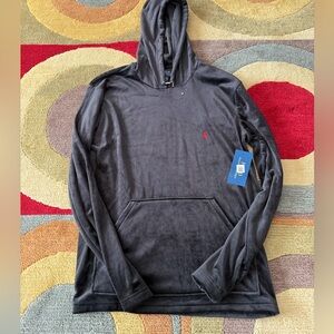 NWT Polo Ralph Lauren Sleepwear Velour Black Hoodie Sweatshirt Men’s Size Medium